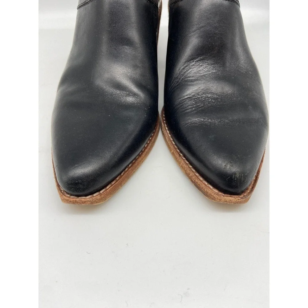 Madewell Bootie 9.5 The Brady Low-Cut Black Leather Pointed Block‎ Heel K4979